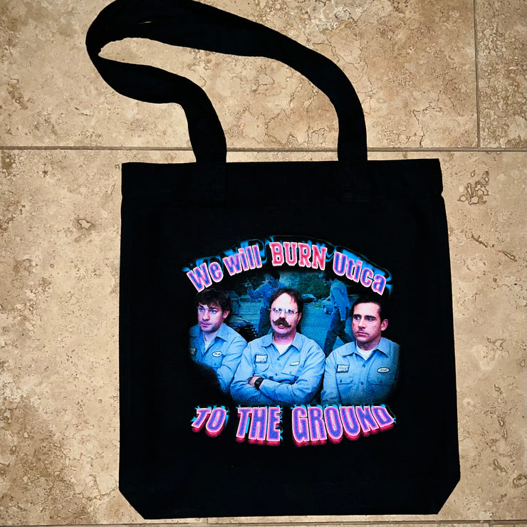 Burn Utica to the ground tote bag