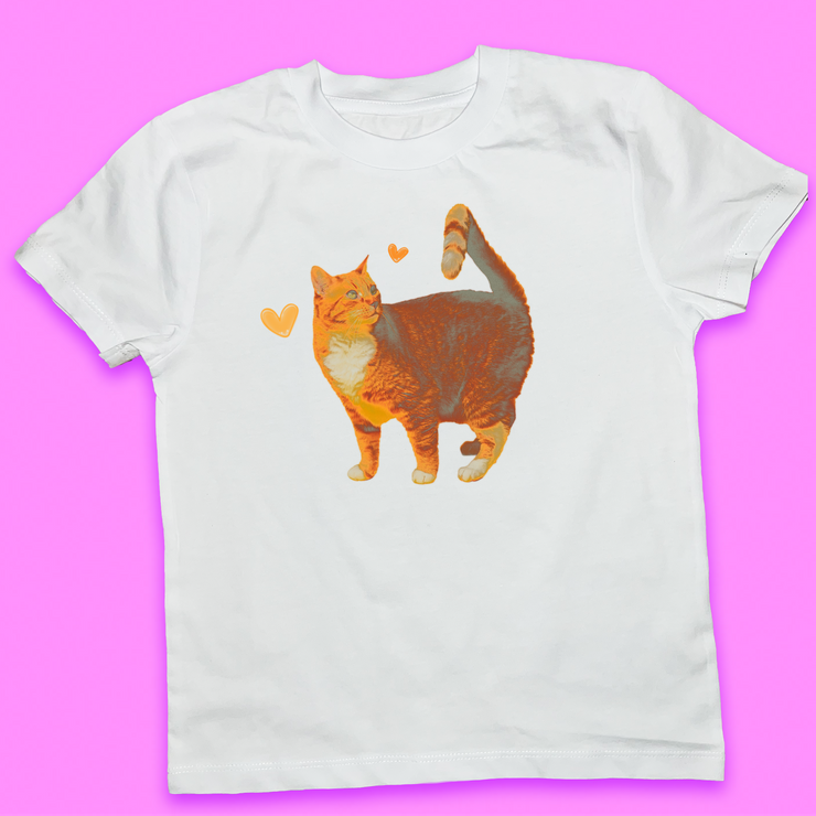 orange cat graphic print T-shirt